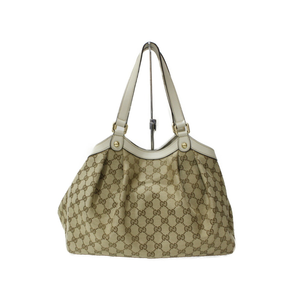 Gucci Tote Bag GG Beige Canvas White Tan - Picture 4 of 7